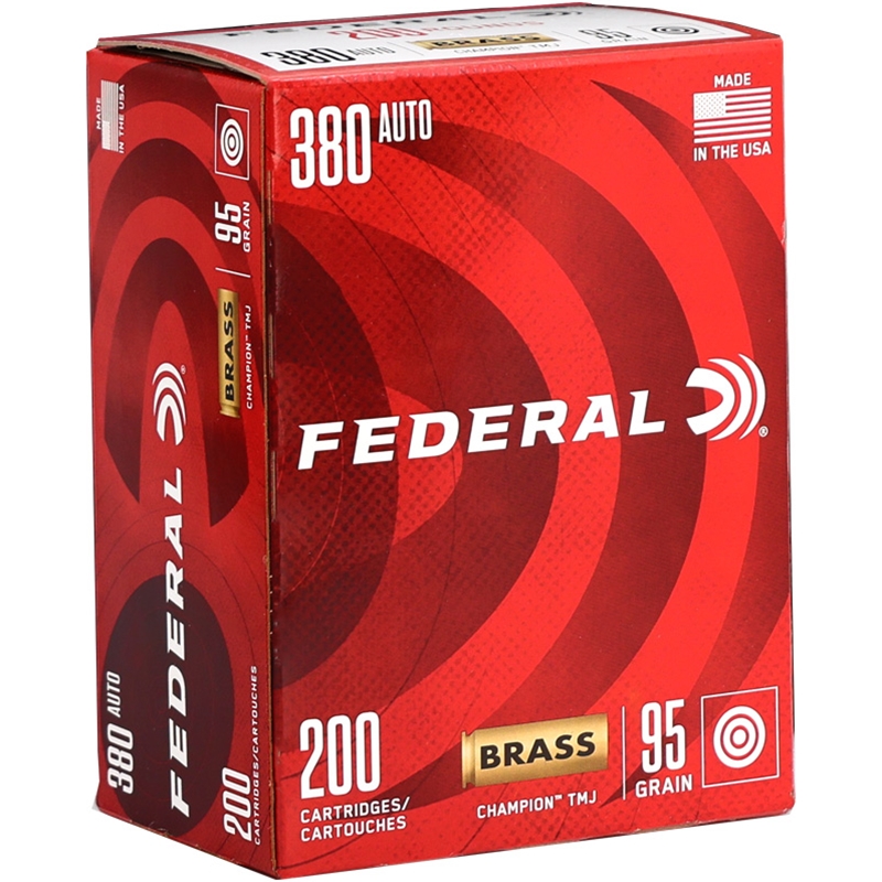 Federal Champion 380 ACP Ammo 95 Grain Total Metal Jacket - C38095A2