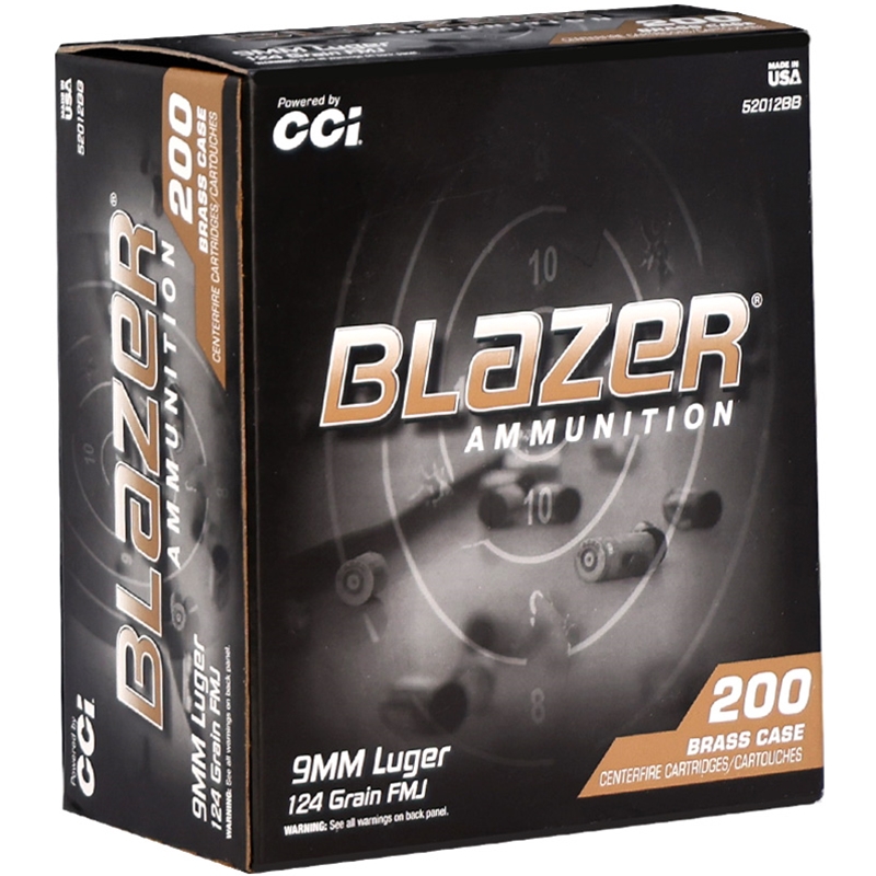 CCI Blazer 9mm Ammo 124 Grain Full Metal Jacket Value Pack - 52012BB