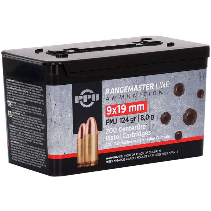 Prvi Partizan Rangemaster 9mm Ammo 124 Grain Full Metal Jacket Mini Can - PPRM9P