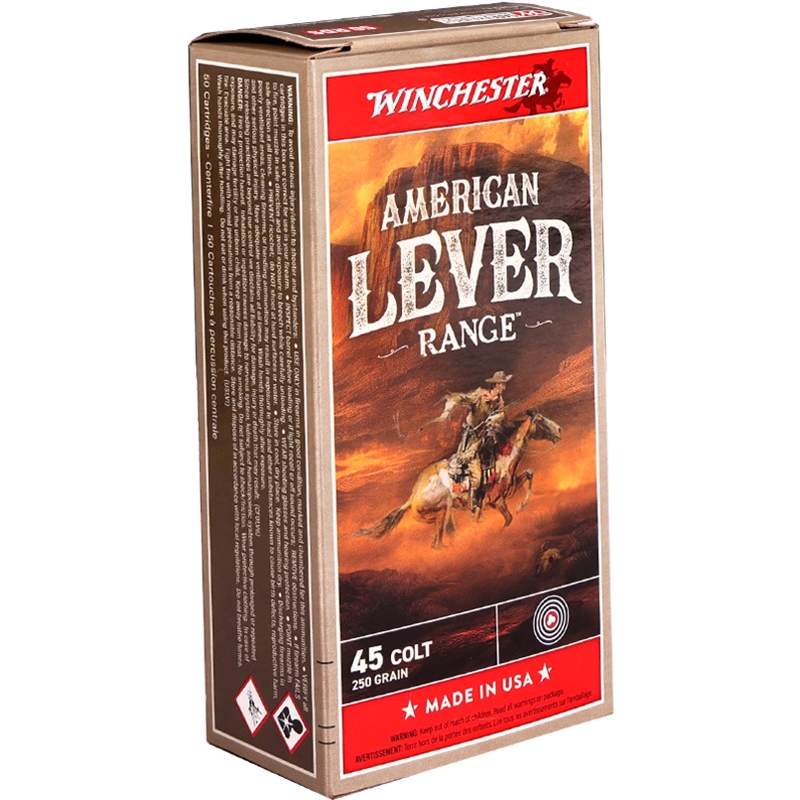 Winchester American Lever 45 Colt Ammo 250 Grain Lead Flat Nose - W45CAL