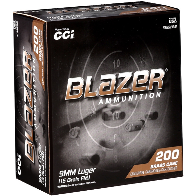 CCI Blazer 9mm Ammo 115 Grain Full Metal Jacket Value Pack - 51992BB