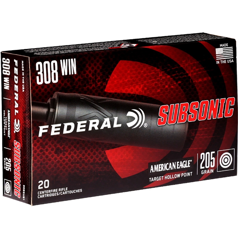 Federal Subsonic 308 Winchester Ammo 205 Grain Hollow Point - 308SUB1