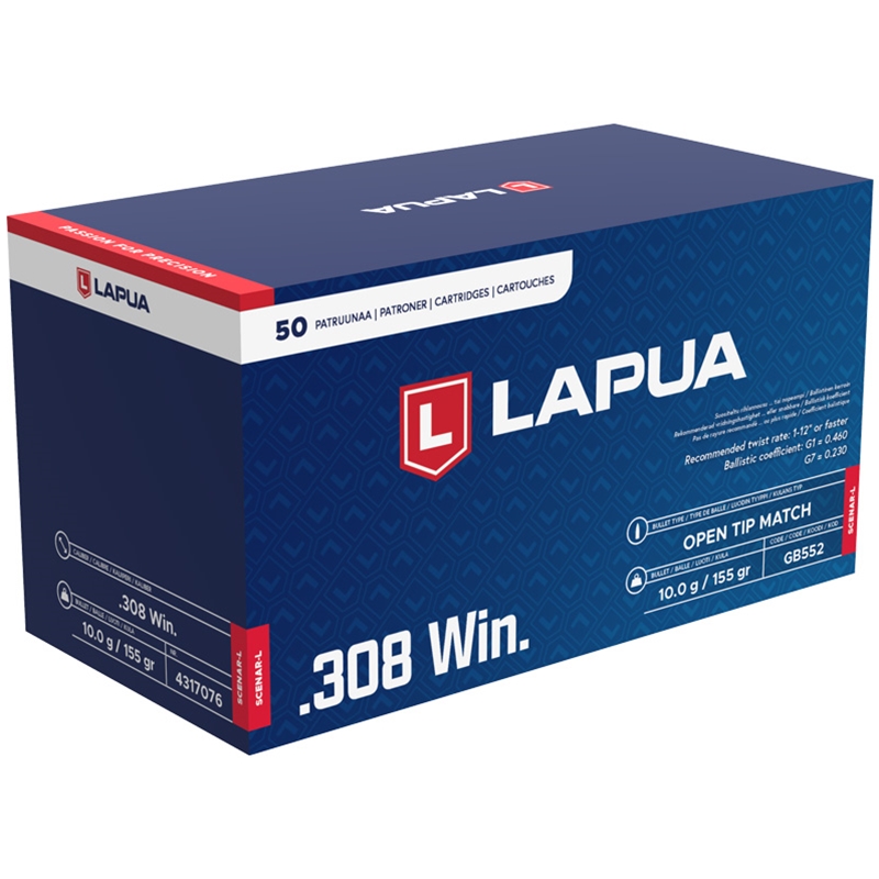 Lapua 308 Winchester Ammo 155 Grain Open Tip Match - 4317076