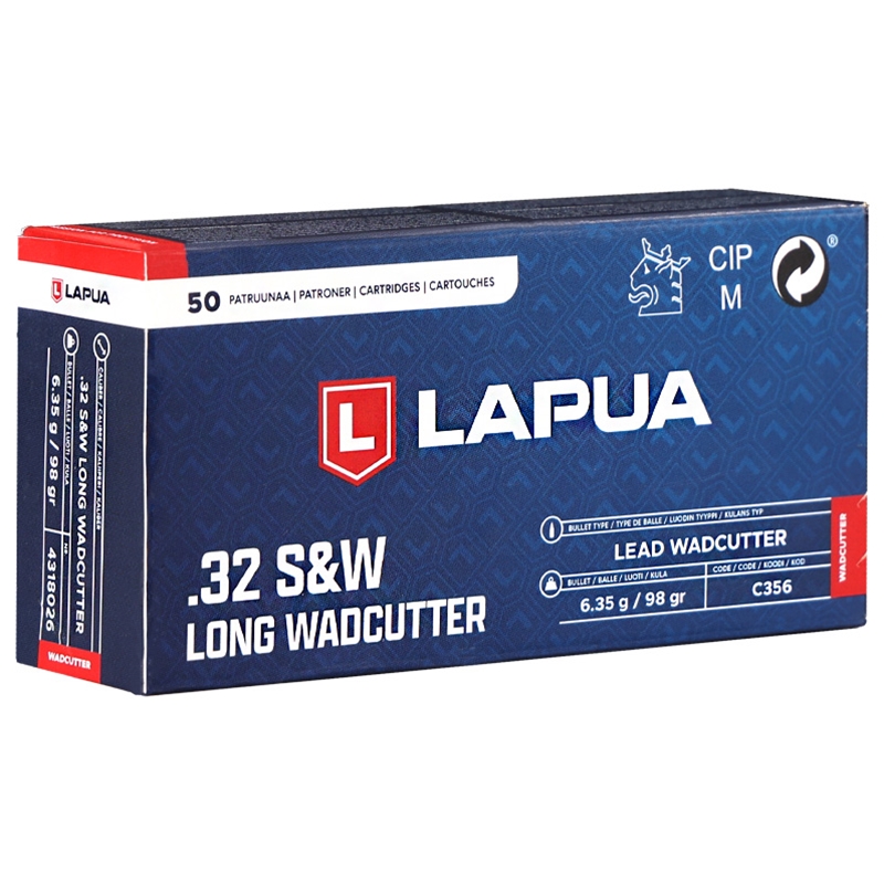 Lapua 32 S&W Long Ammo 98 Grain Lead Wadcutter - 4318026
