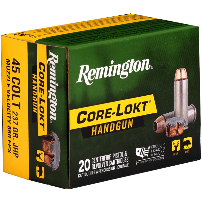 Remington Core-Lokt 45 Colt Ammo 237 Grain Jacketed Hollow Point - 20272