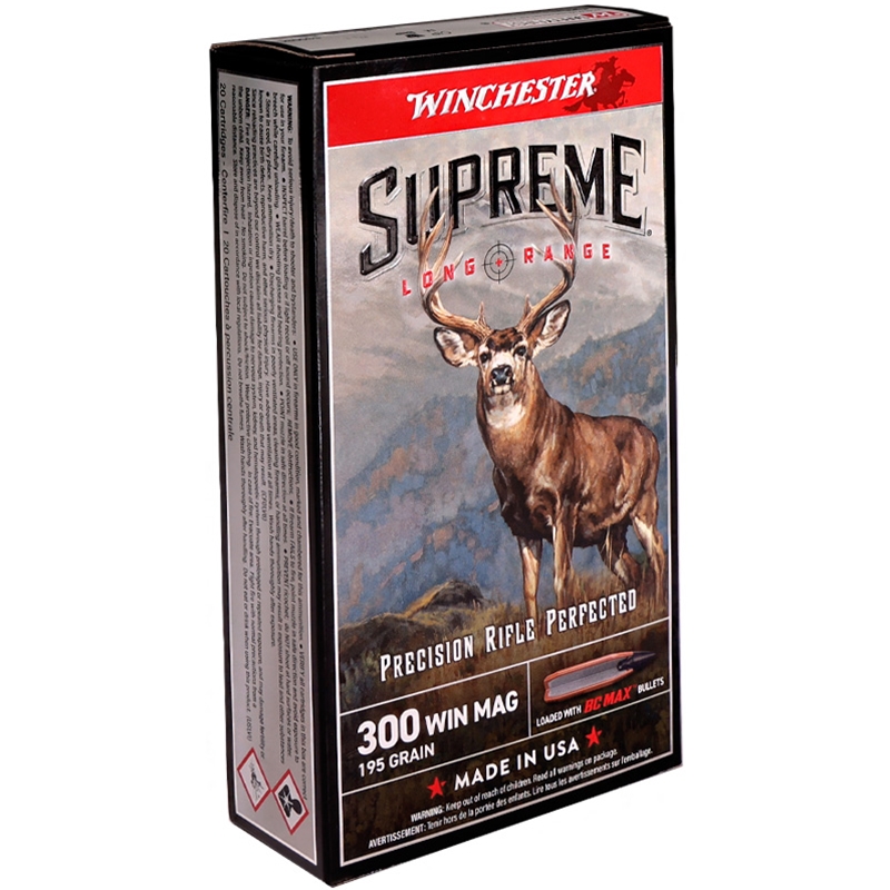 Winchester Supreme Long Range 300 Winchester Magnum Ammo 195 Grain Polymer Tip - S300BC