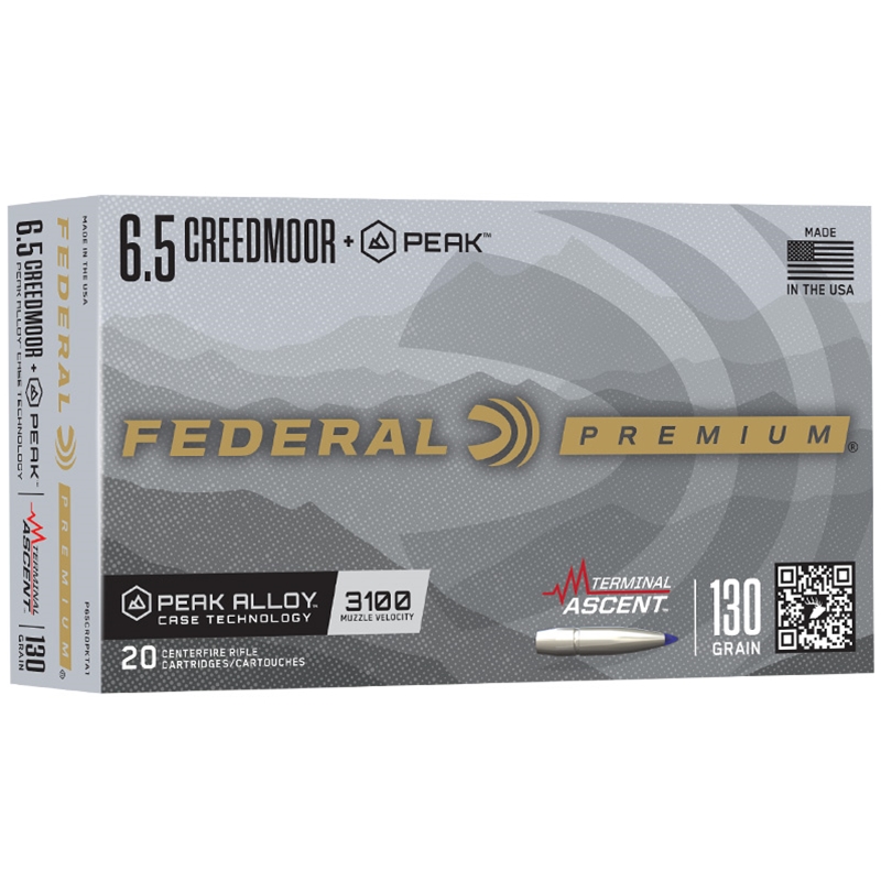 Federal Premium 6.5mm Creedmoor +Peak Ammo 130 Grain Terminal Ascent Polymer Tip - P65CRDPKTA1
