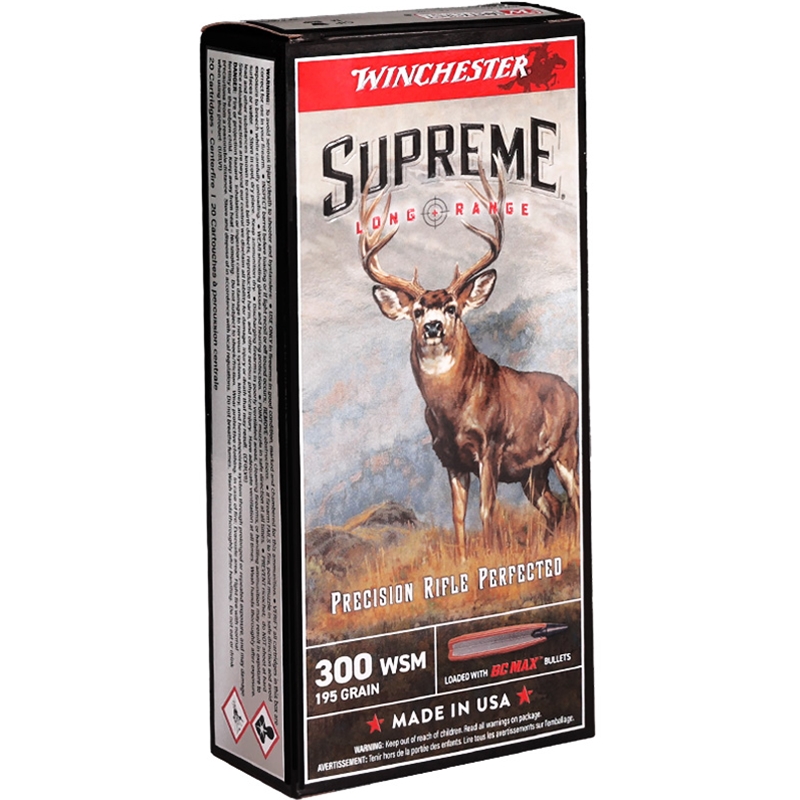 Winchester Supreme Long Range 300 WSM Ammo 195 Grain Polymer Tip (BC Max) - S300SBC