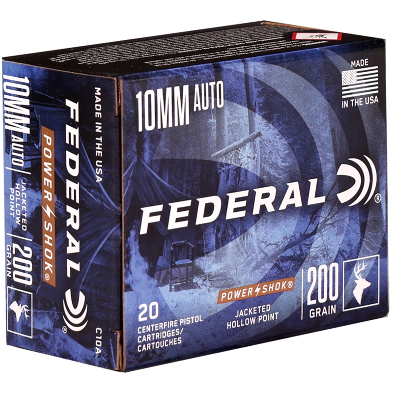 Federal Power-Shok 10mm Auto Ammo 200 Grain Jacketed Hollow Point - C10A