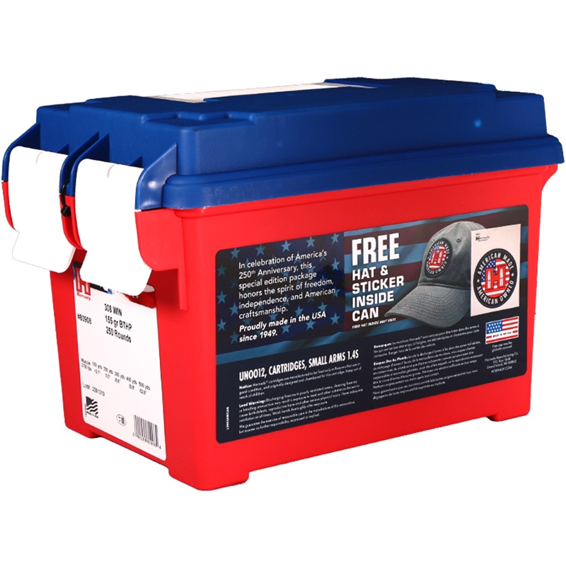 Hornady 308 Winchester Ammo 155 Grain Hollow Point Boat Tail 250th Anniversary Combo Pack - 80908