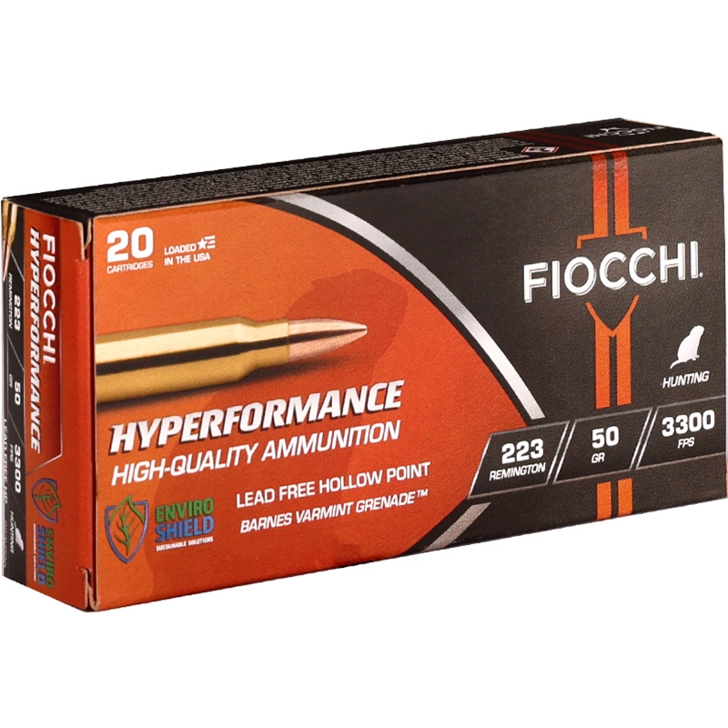 Fiocchi Hyperformance 223 Ammo 50 Grain Lead Free Hollow Point - 223VG20
