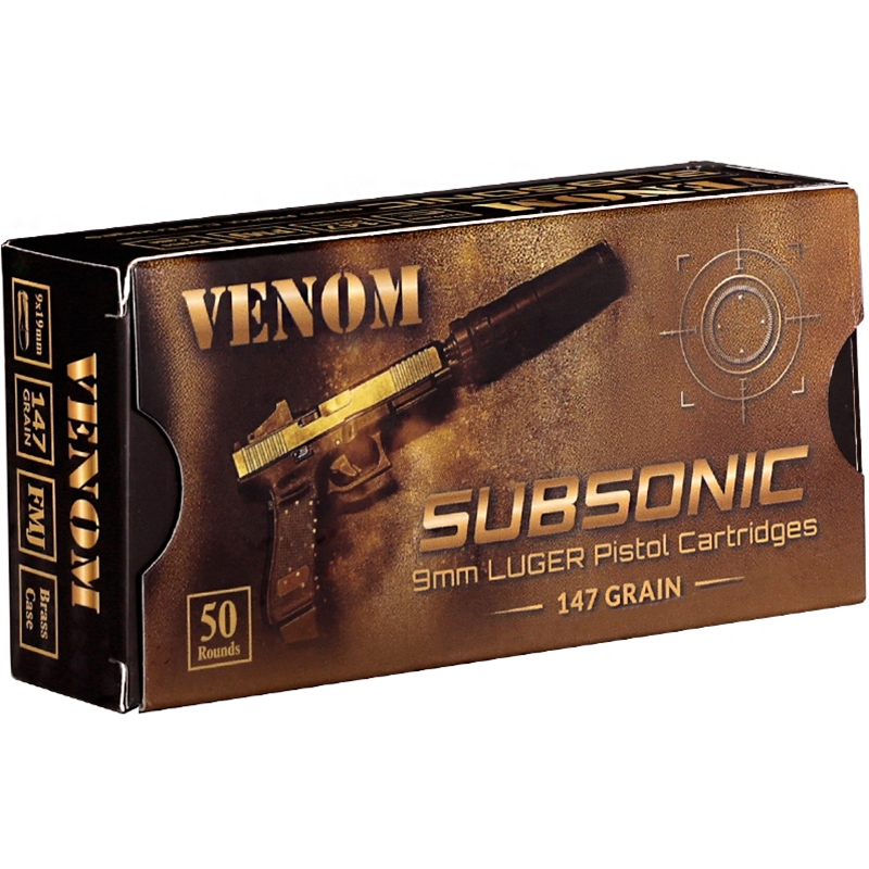 Venom Subsonic 9mm Ammo 147 Grain Full Metal Jacket - 9147FMJ-VN50