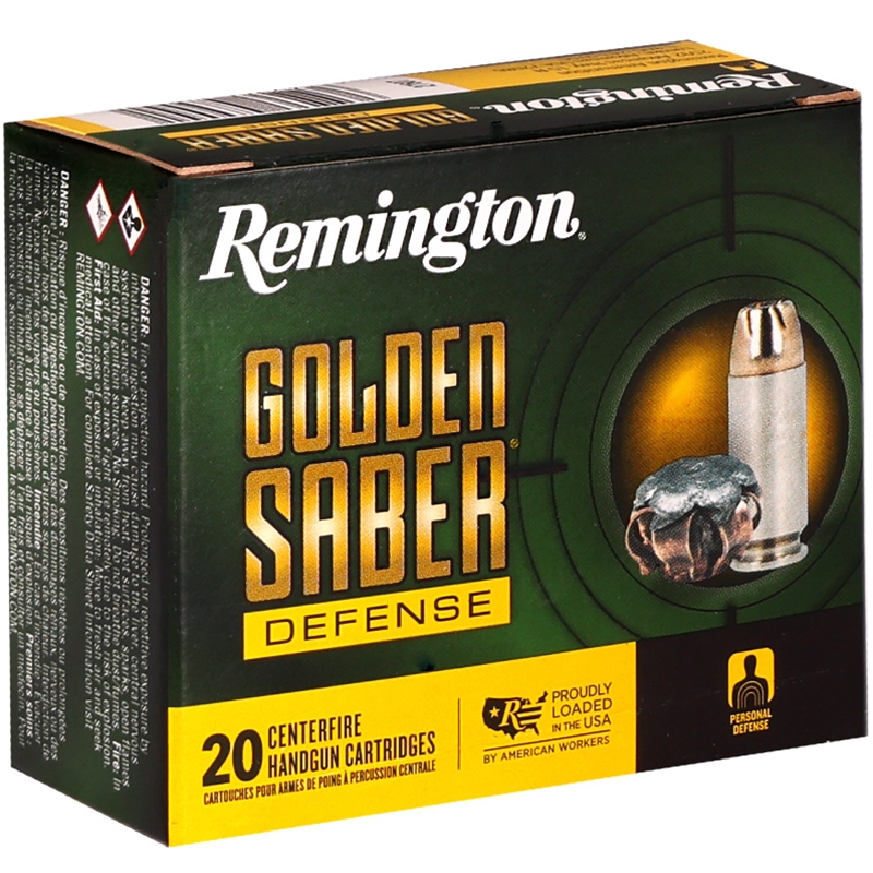 Remington Golden Saber 40 S&W Ammo 165 Grain Brass Jacketed Hollow Point - 27607