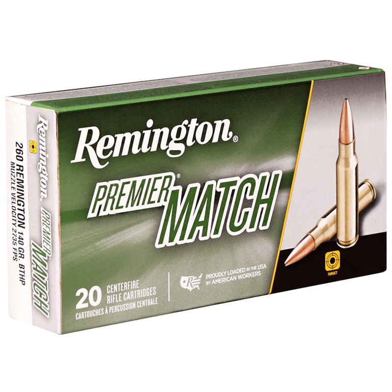 Remington Premier Match 260 Remington Ammo 140 Grain Hollow Point Boat Tail - 26852