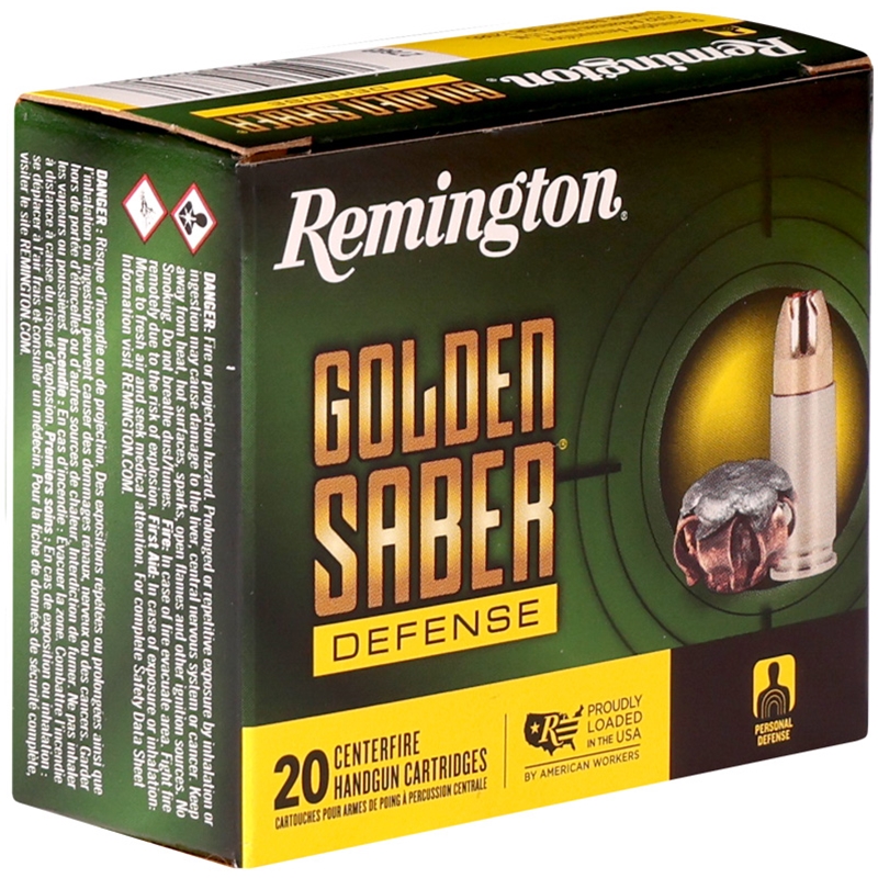 Remington Golden Saber 9mm +P Ammo 124 Grain Brass Jacketed Hollow Point - 27603