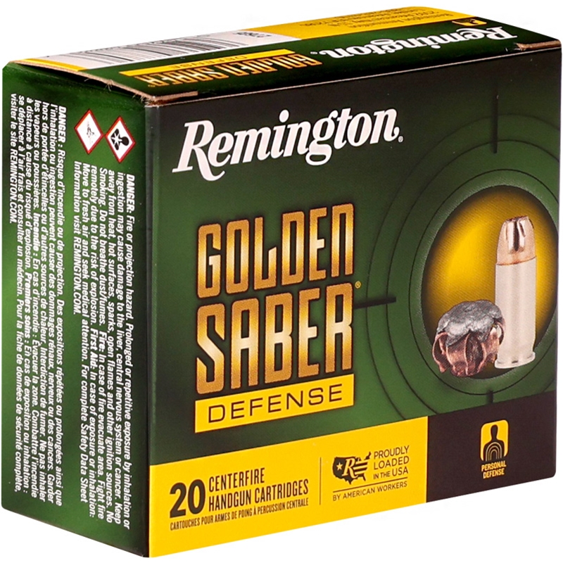 Remington Golden Saber Defense 380 ACP Ammo 102 Grain Brass Jacketed Hollow Point - 27605