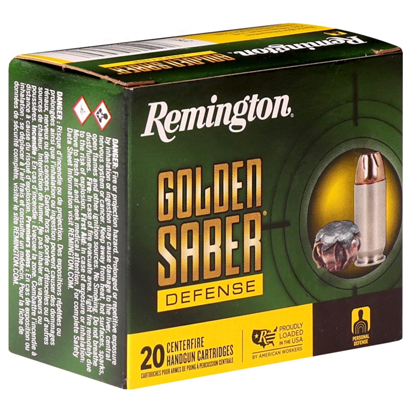 Remington Golden Saber Defense 45 ACP +P Ammo 185 Grain Brass Jacketed Hollow Point - 27611