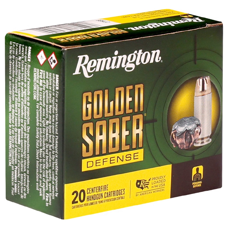 Remington Golden Saber 40 S&W Ammo 180 Grain Brass Jacketed Hollow Point - 27608