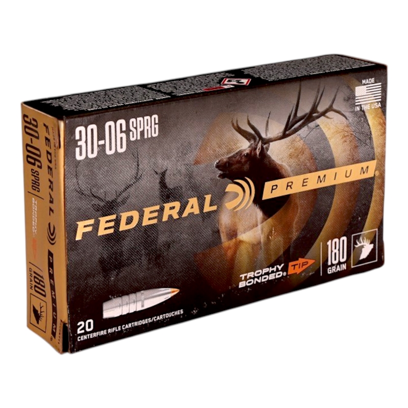 Federal Premium 30-06 Springfield Ammo 180 Grain Trophy Bonded Tip - P3006TT1