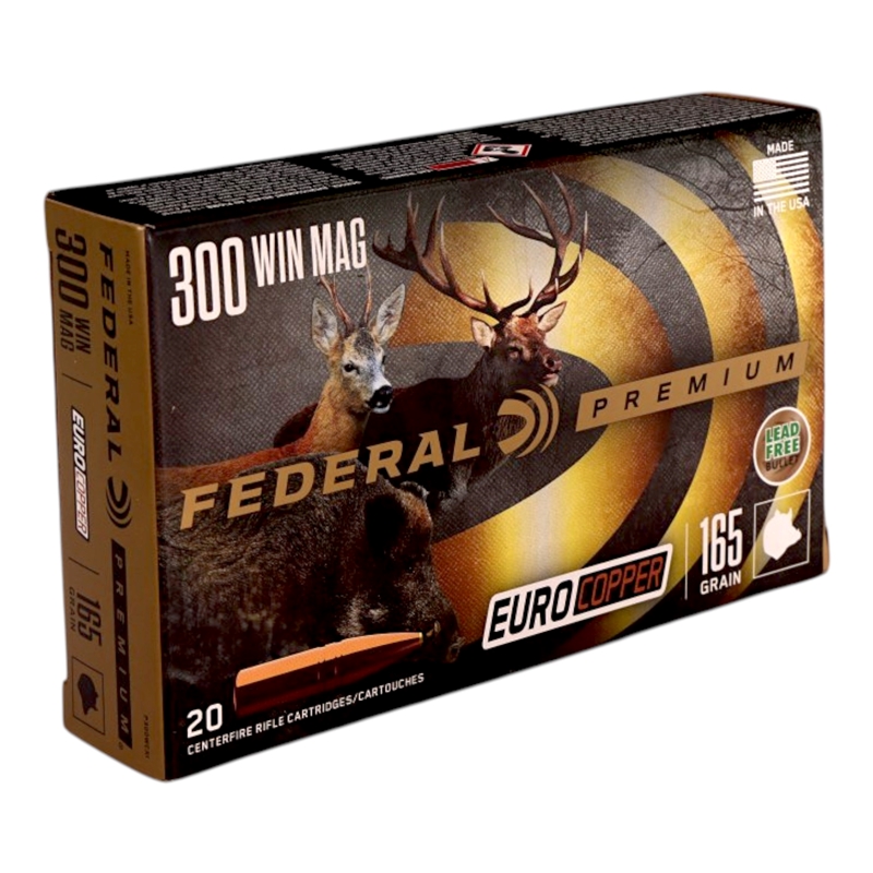 Federal Premium 300 Winchester Magnum Ammo 165 Grain Bonded Solid Copper -P300WCX1