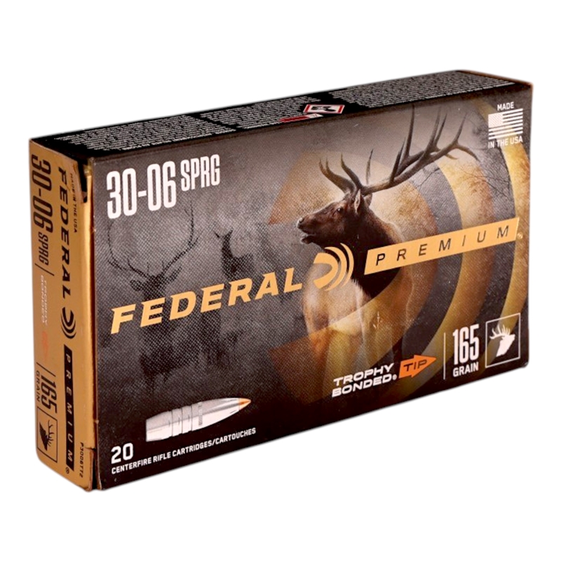 Federal Premium 30-06 Springfield Ammo 165 Grain Trophy Bonded Tip - P3006TT2