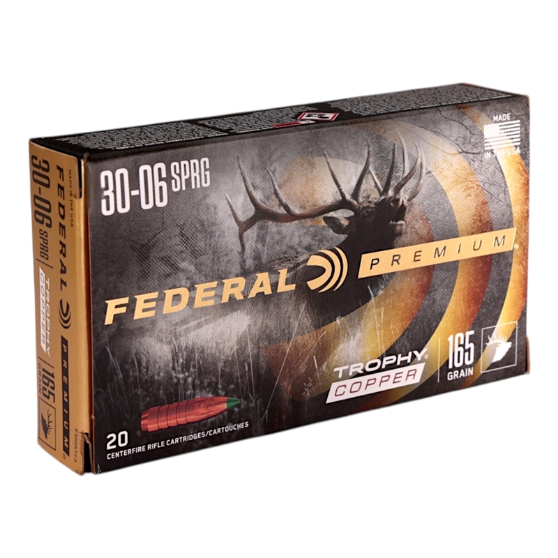 Federal Premium Trophy Copper 30-06 Springfield Ammo 165 Grain Trophy Copper Tip - P3006TC2