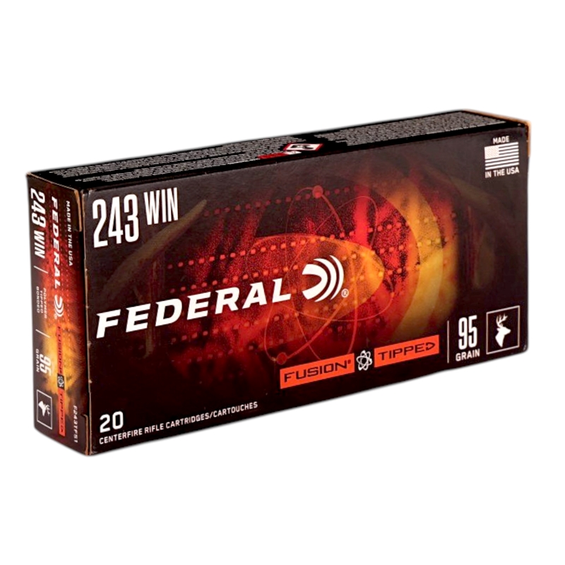 Federal Fusion Tipped 243 Winchester Ammo 95 Grain Polymer Tip - F243TFS1