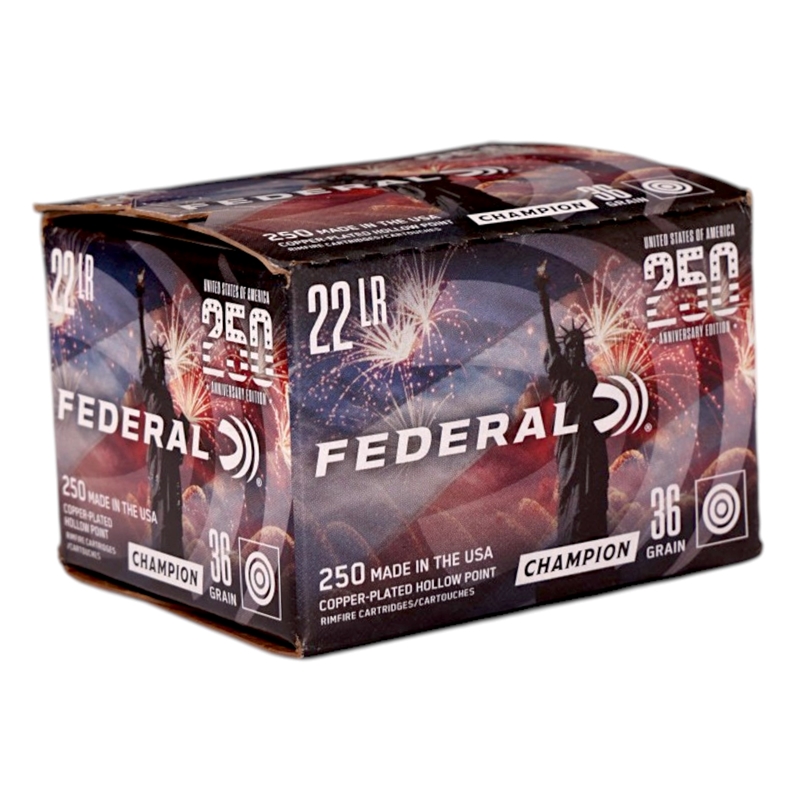 Federal Champion 22 Long Rifle Ammo 36 Grain Copper Plated Hollow Point - 750USA