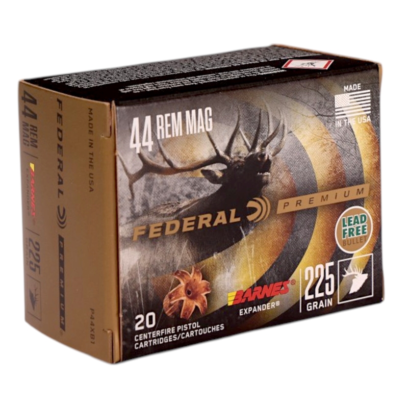 Federal 44 Magnum Ammo 225 Grain Solid Copper Expanding - P44XB1