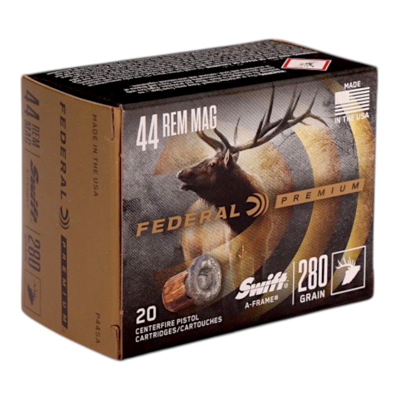 Federal Swift A-Frame 44 Magnum Ammo 280 Grain Jacketed Hollow Point - P44SA