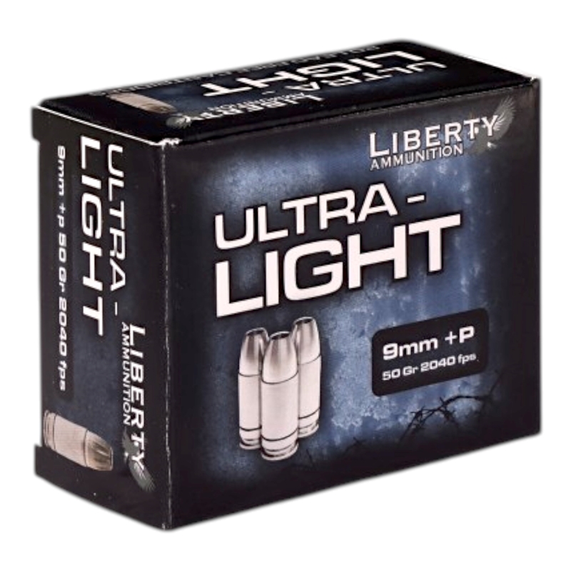 Liberty Ammunition Ultra-Light 9mm +P Ammo 50 Grain Lead Free Fragmenting Hollow Point - LA-UL-9-052
