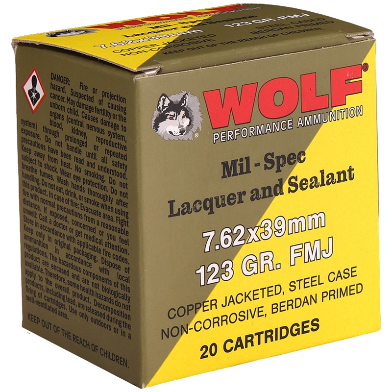 Wolf Performance Mil-Spec 7.62x39mm Ammo 123 Grain Full Metal Jacket - WLF26F038020