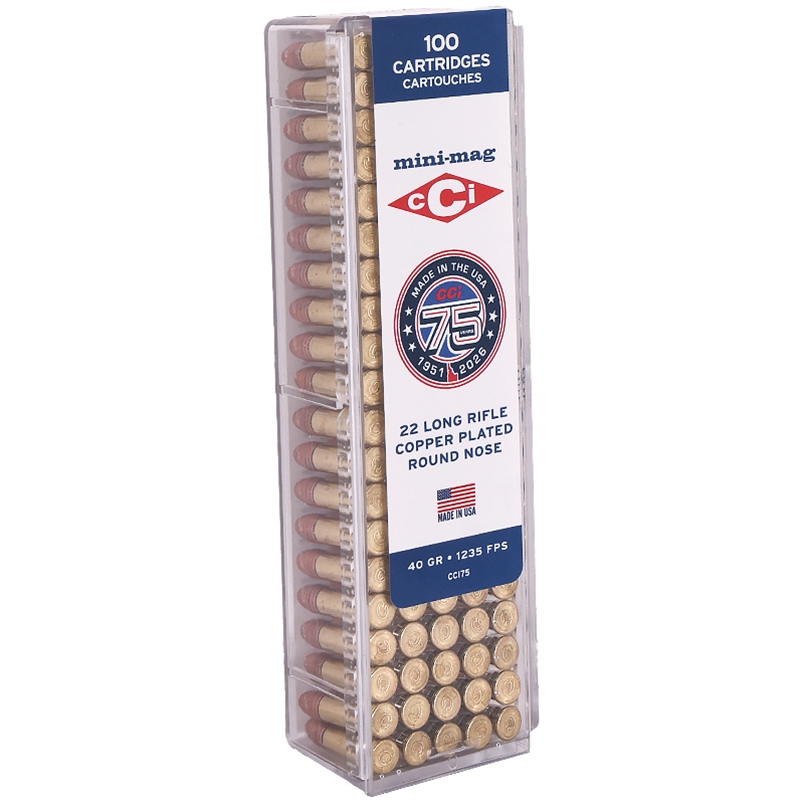 CCI Mini-Mag 22LR Ammo 40 Grain Copper Plated Round Nose - CC175