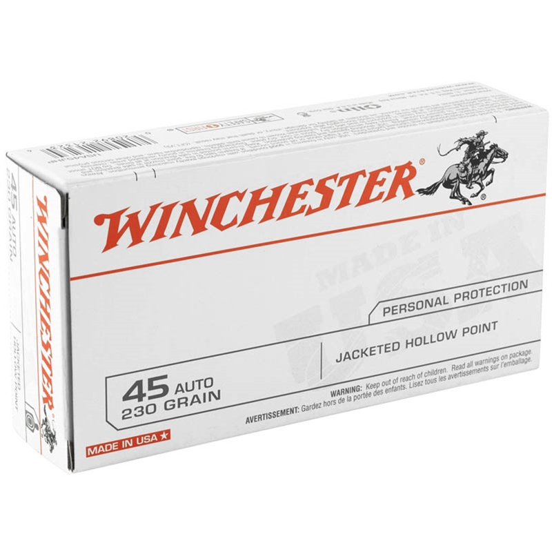 Winchester USA 45 ACP Auto 230 Grain Jacketed Hollow Point