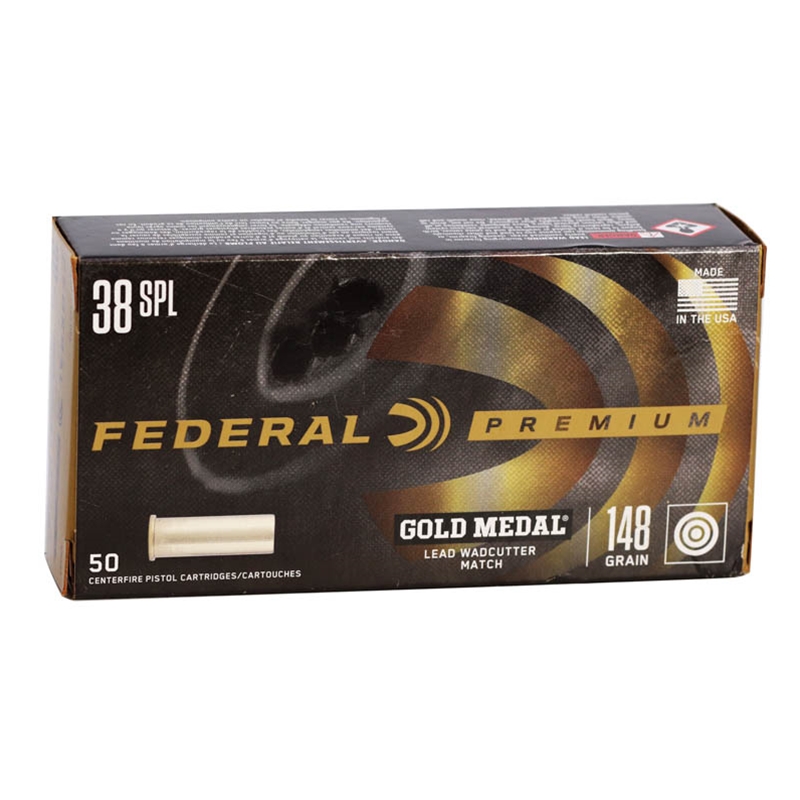 Federal Gold Medal 38 Special Ammunition 148 Grain Match Wadcutter - GM38A