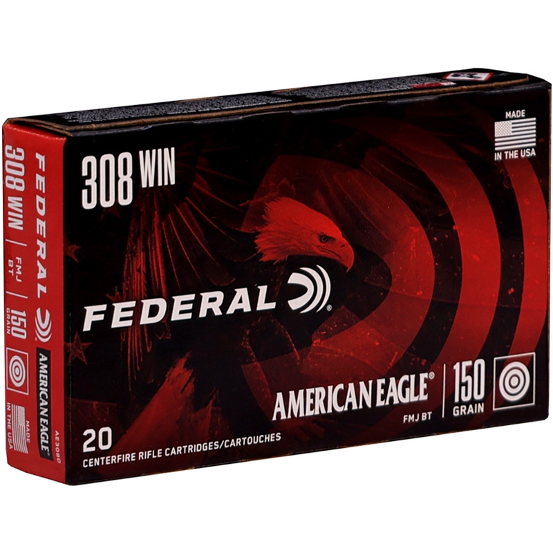 Federal American Eagle 308 Winchester Ammo 150 Grain Full Metal Jacket - AE308D