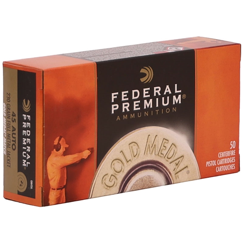 Federal Gold Medal 45 ACP Auto Ammo 230 Grain Full Metal Jacket Match  - GM45A