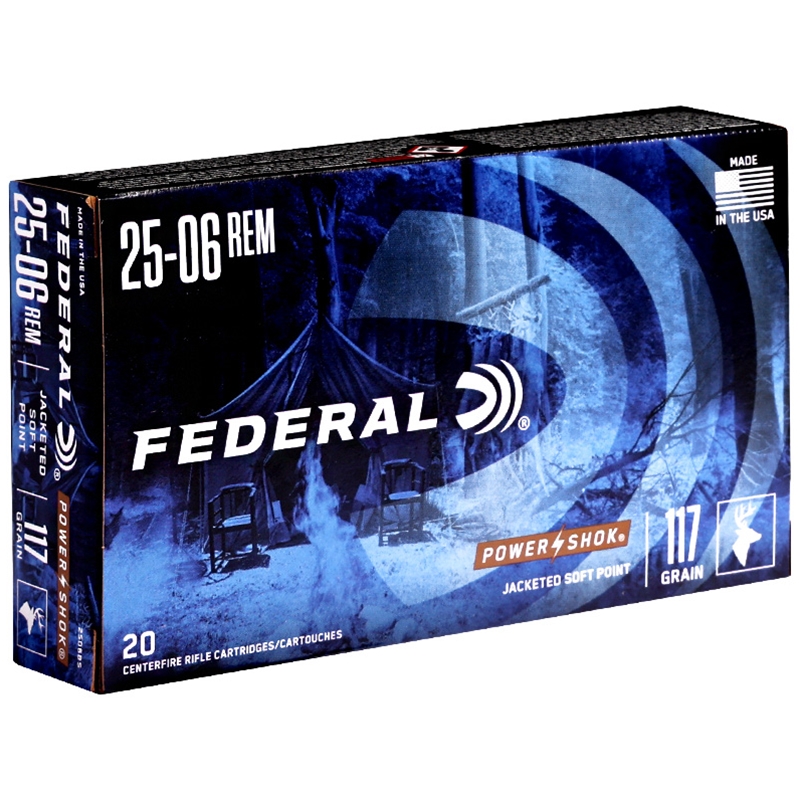 Federal Power-Shok  25-06 Remington Ammo 117 Grain Jacketed Soft Point - 2506BS