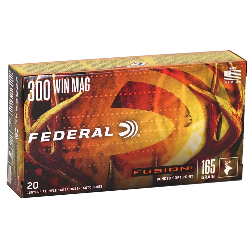 Federal Fusion 300 Winchester Magnum Ammo 165 Grain Bonded Spitzer Boat Tail 
