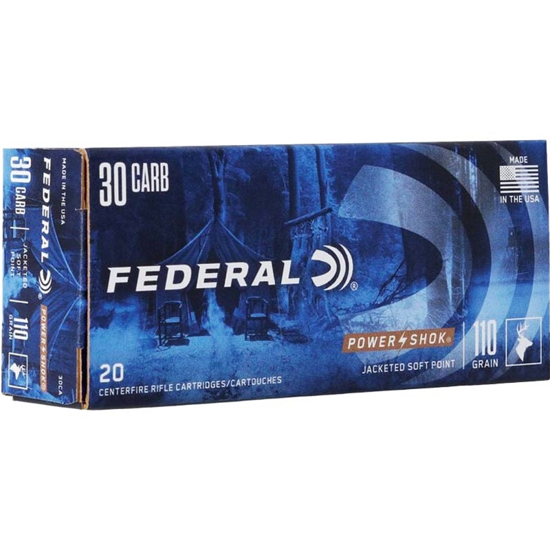 Federal Power-Shok 30 Carbine Ammunition 110 Grain Jacketed Soft Point - 30CA