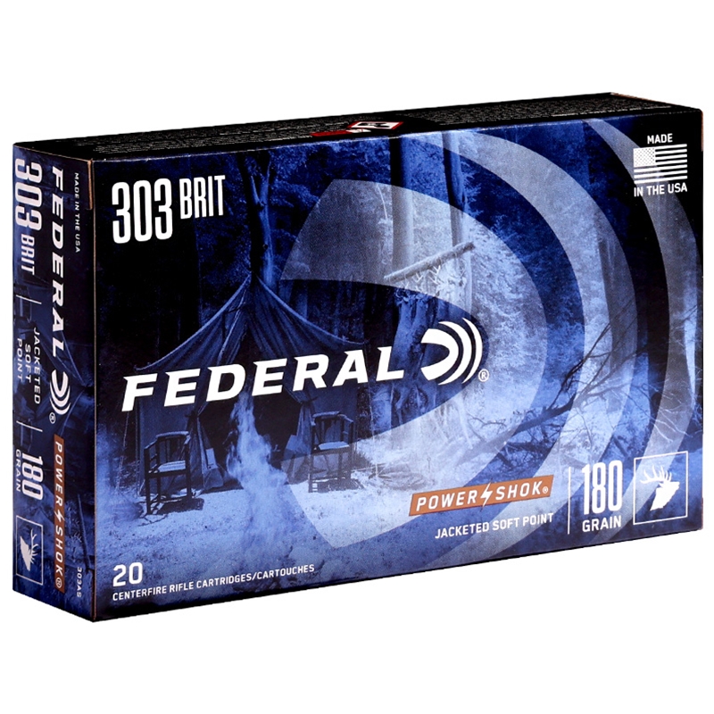 Federal Power-Shok Rifle 303 British Ammo 180 Grain Jacketed Soft Point - 303AS