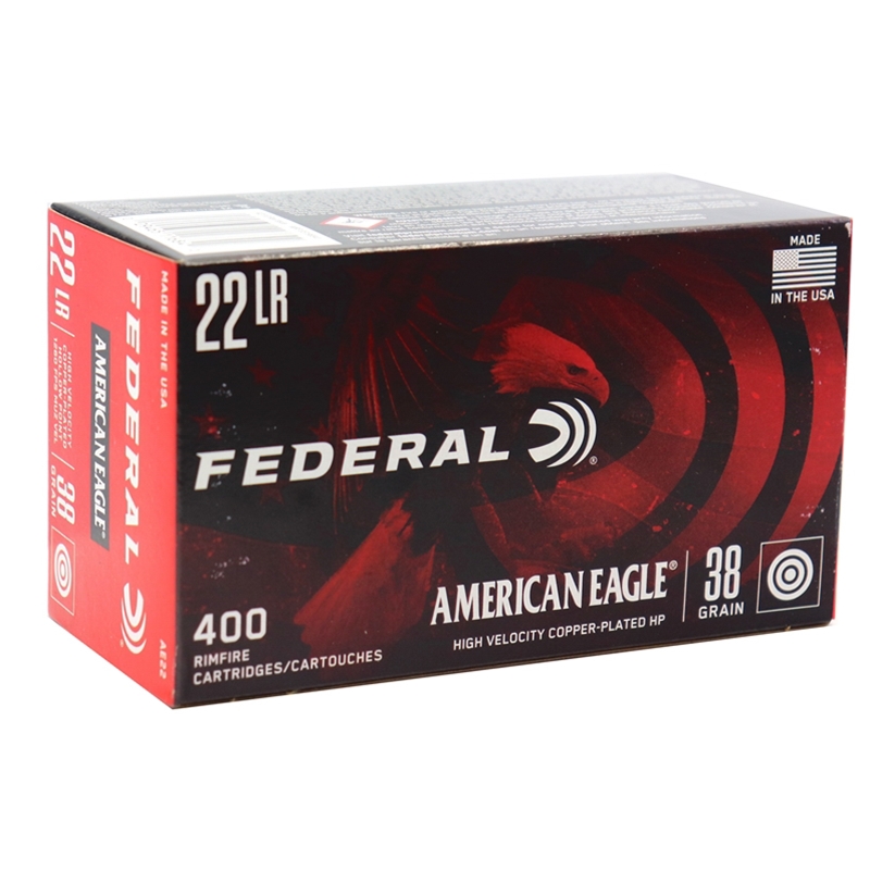 Federal American Eagle 22 Long Rifle Ammo 38 Grain Plated Lead Hollow Point 400 Rounds