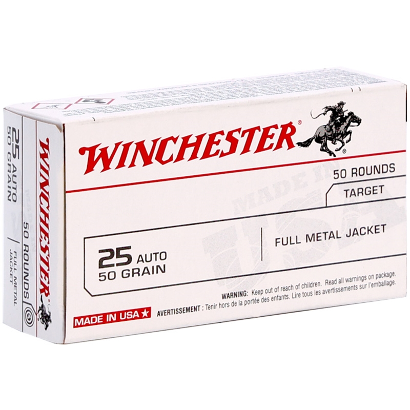 Winchester USA 25 ACP Auto Ammunition 50 Grain Full Metal Jacket - Q4203