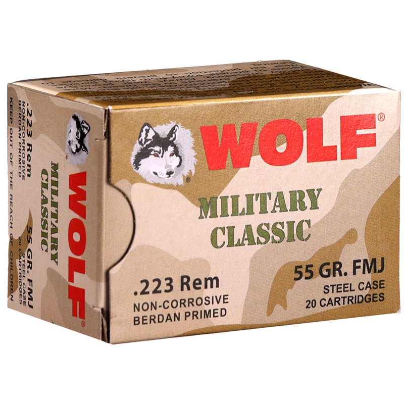 Wolf Military Classic 223 Ammo 55 Grain Full Metal Jacket - MC22355FMJ