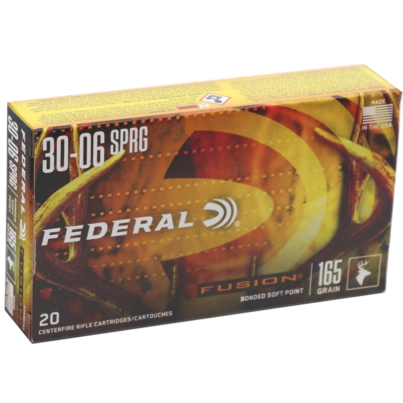 Federal Fusion 30-06 Springfield Ammo 165 Grain Spitzer Boat Tail
