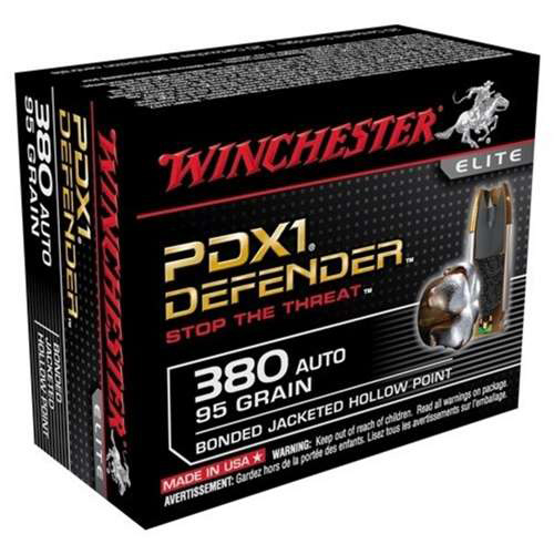 Winchester PDX1 380 ACP Auto 95 Grain Bonded Jacketed Hollow Point