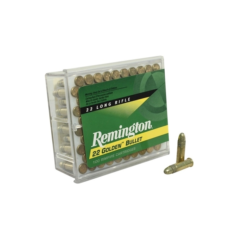 Remington Golden Bullet 22 Long Rifle Ammo 40 Grain High Velocity Plated Lead Round Nose