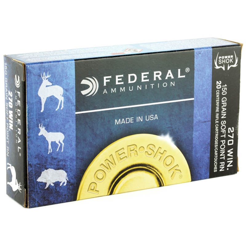 Federal Power-Shok 270 Winchester Ammo 150 Grain Jacketed Soft Point