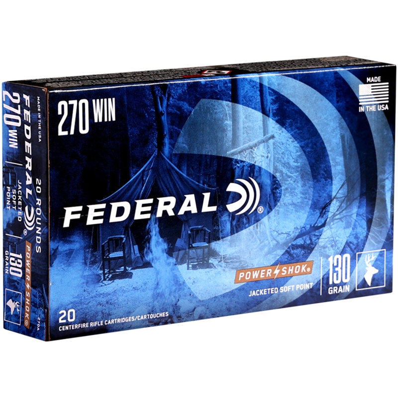 Federal Power-Shok 270 Winchester Ammo 130 Grain Jacketed Soft Point - 270A