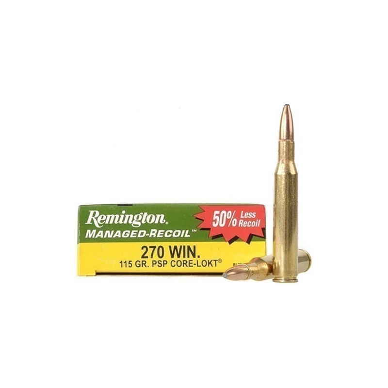 Remington Managed Recoil 270 Winchester Ammo 115 Grain Core-Lokt Pointed Soft Point